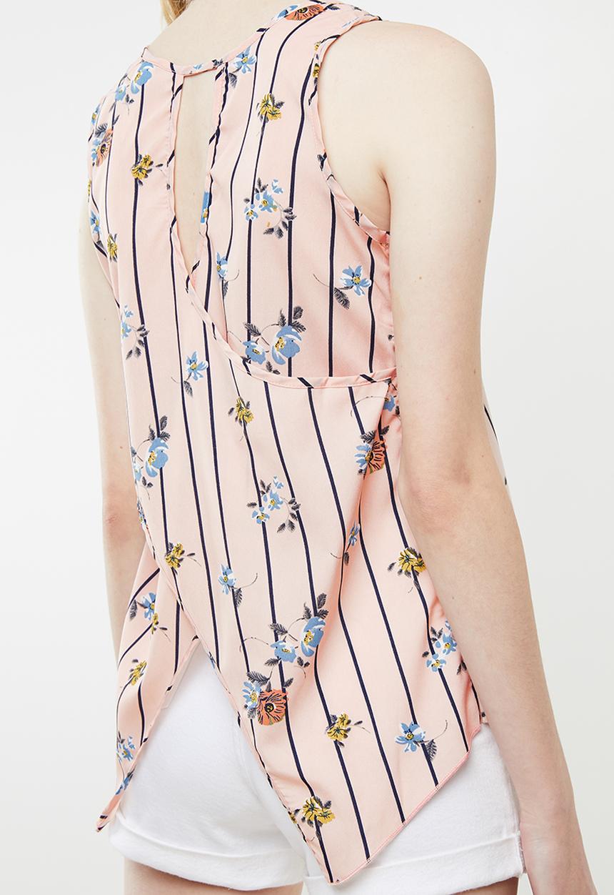 Revenge - Stripe detail top - pink