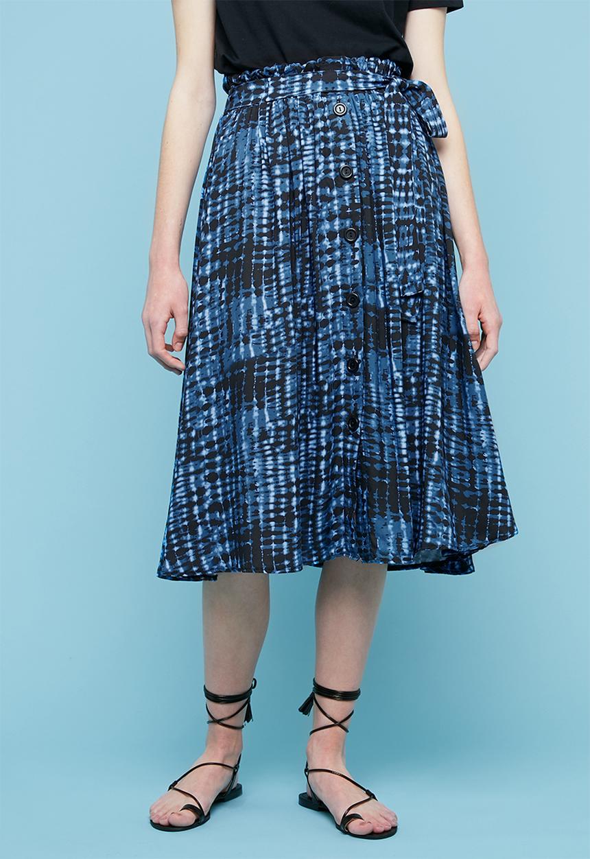 Superbalist - Tie dye button through midi skirt - blue 