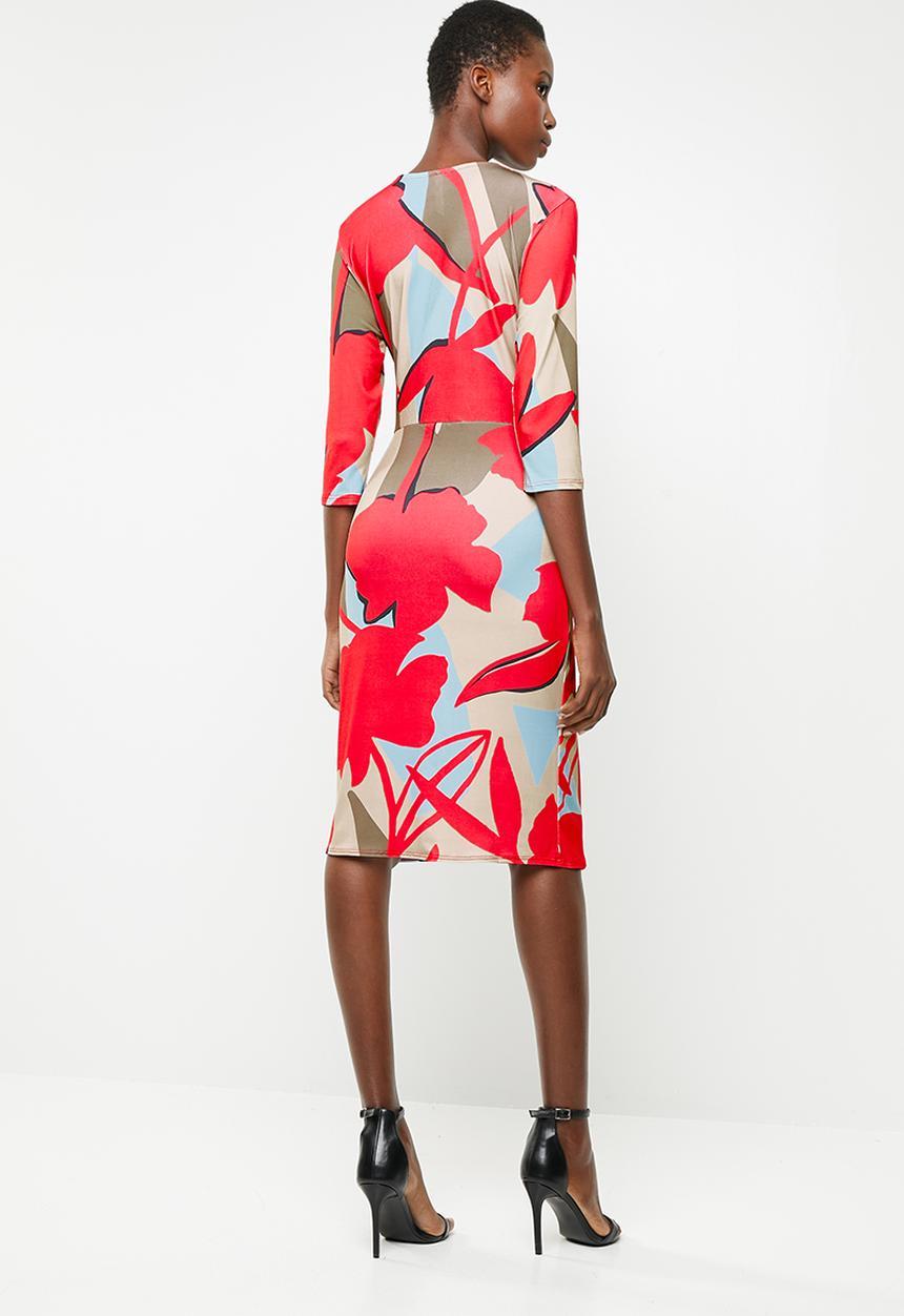 Revenge - Knot front wrap dress - multi