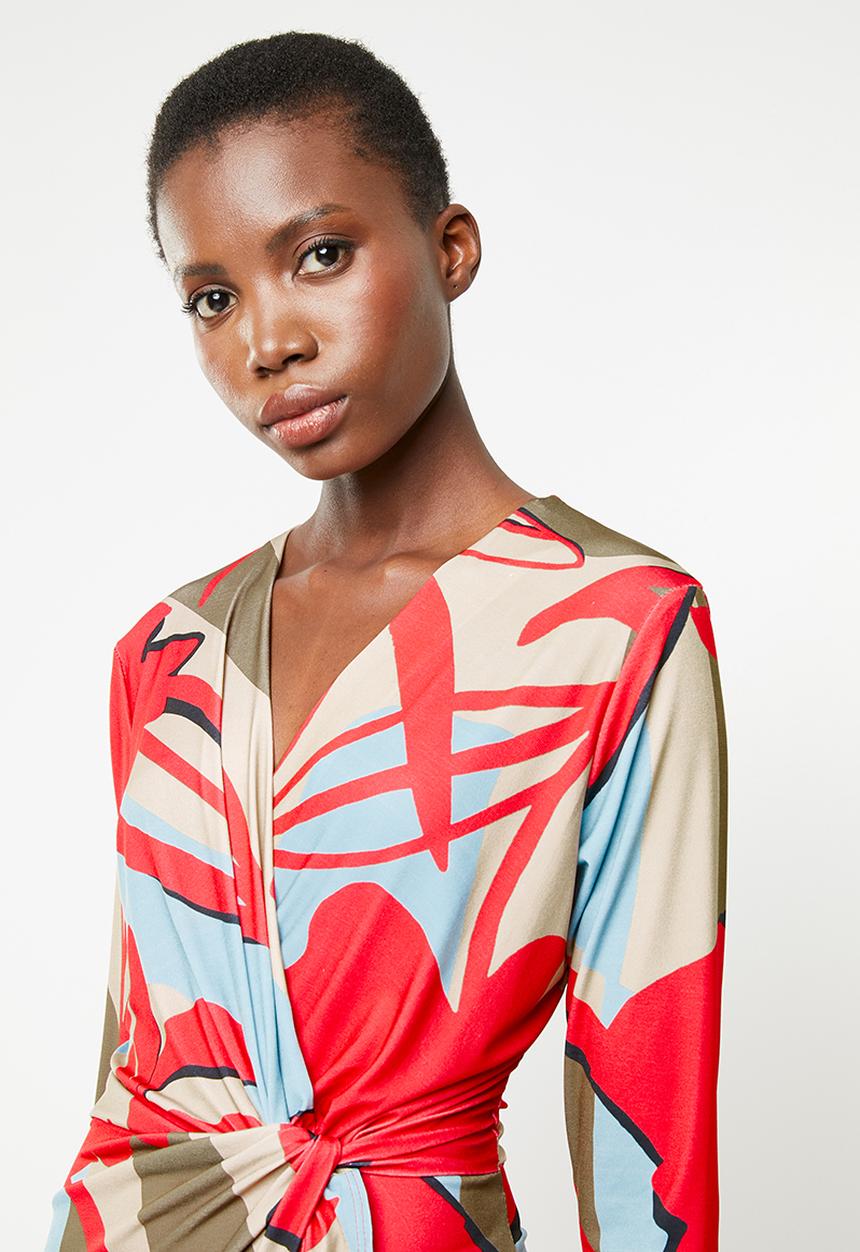 Revenge - Knot front wrap dress - multi