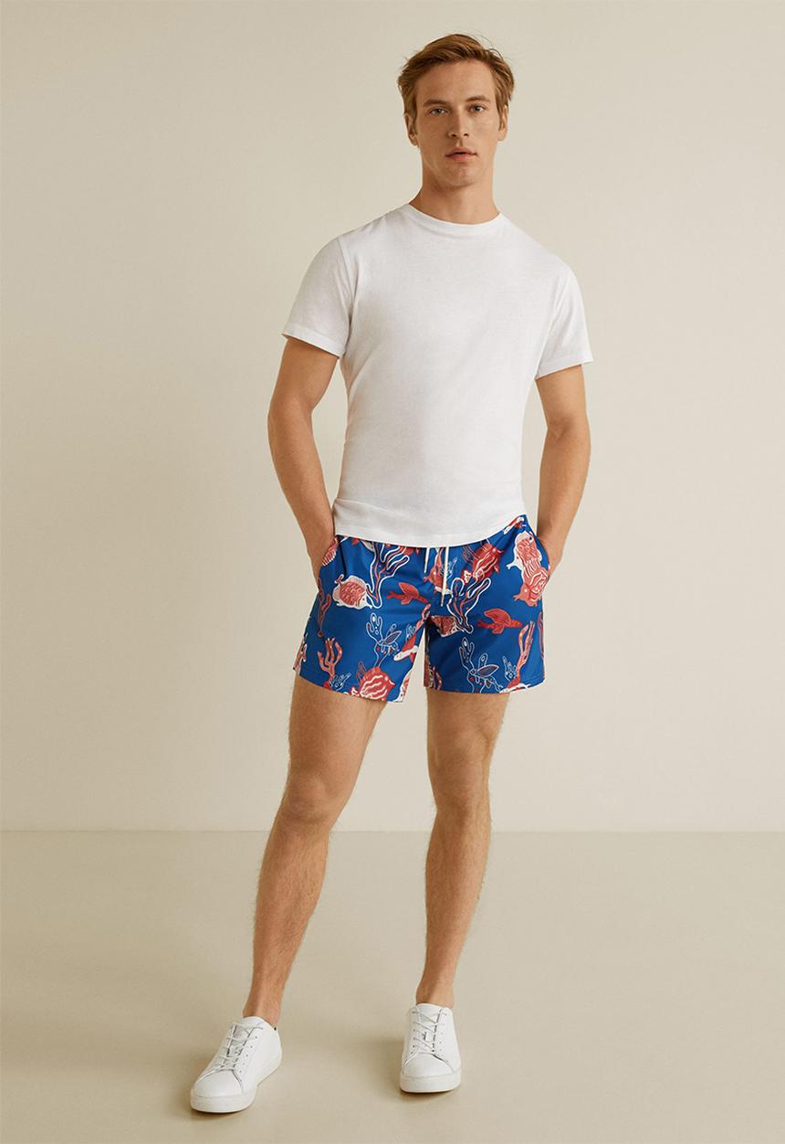 MANGO - Florpa swimming trunks - blue & red