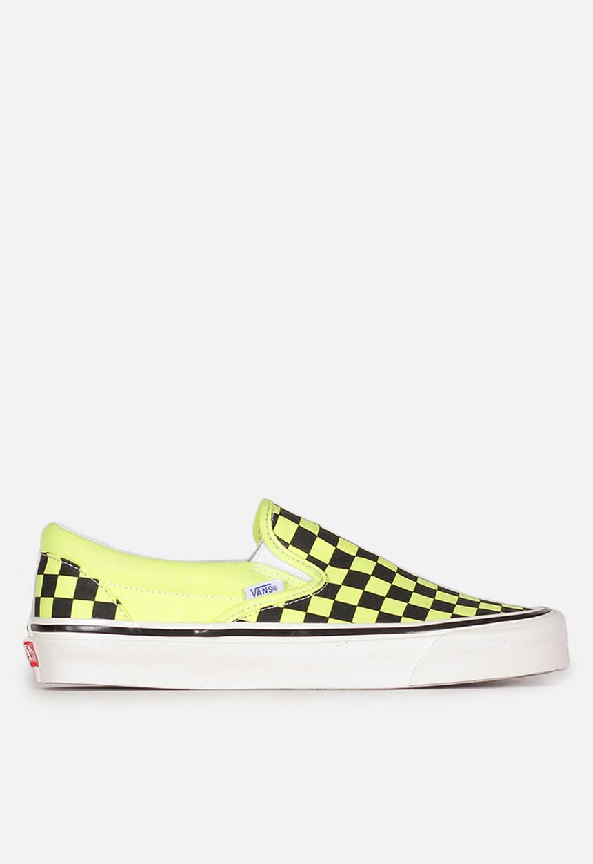 Vans - Ua anaheim factory classic slip-on 98 - og yellow neon/checkerboard