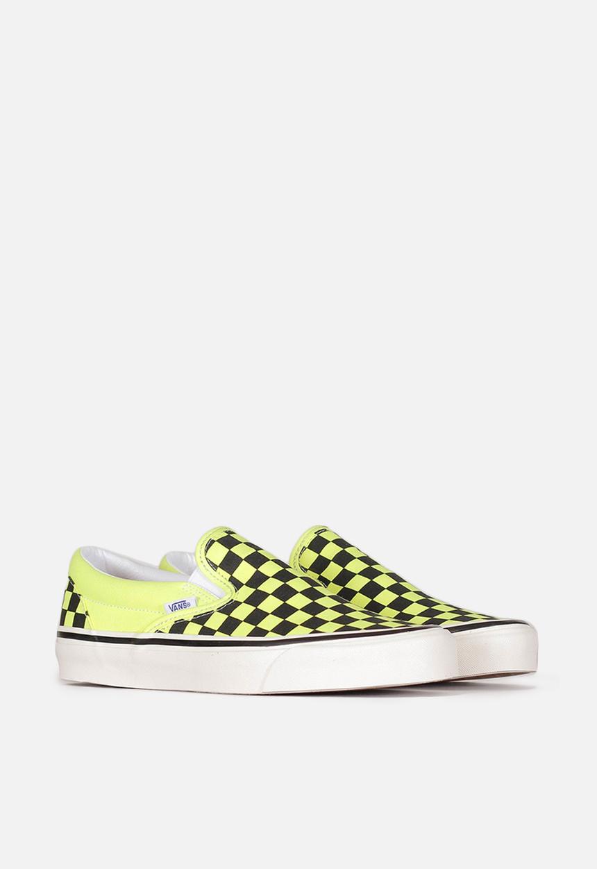 Vans - Ua anaheim factory classic slip-on 98 - og yellow neon/checkerboard