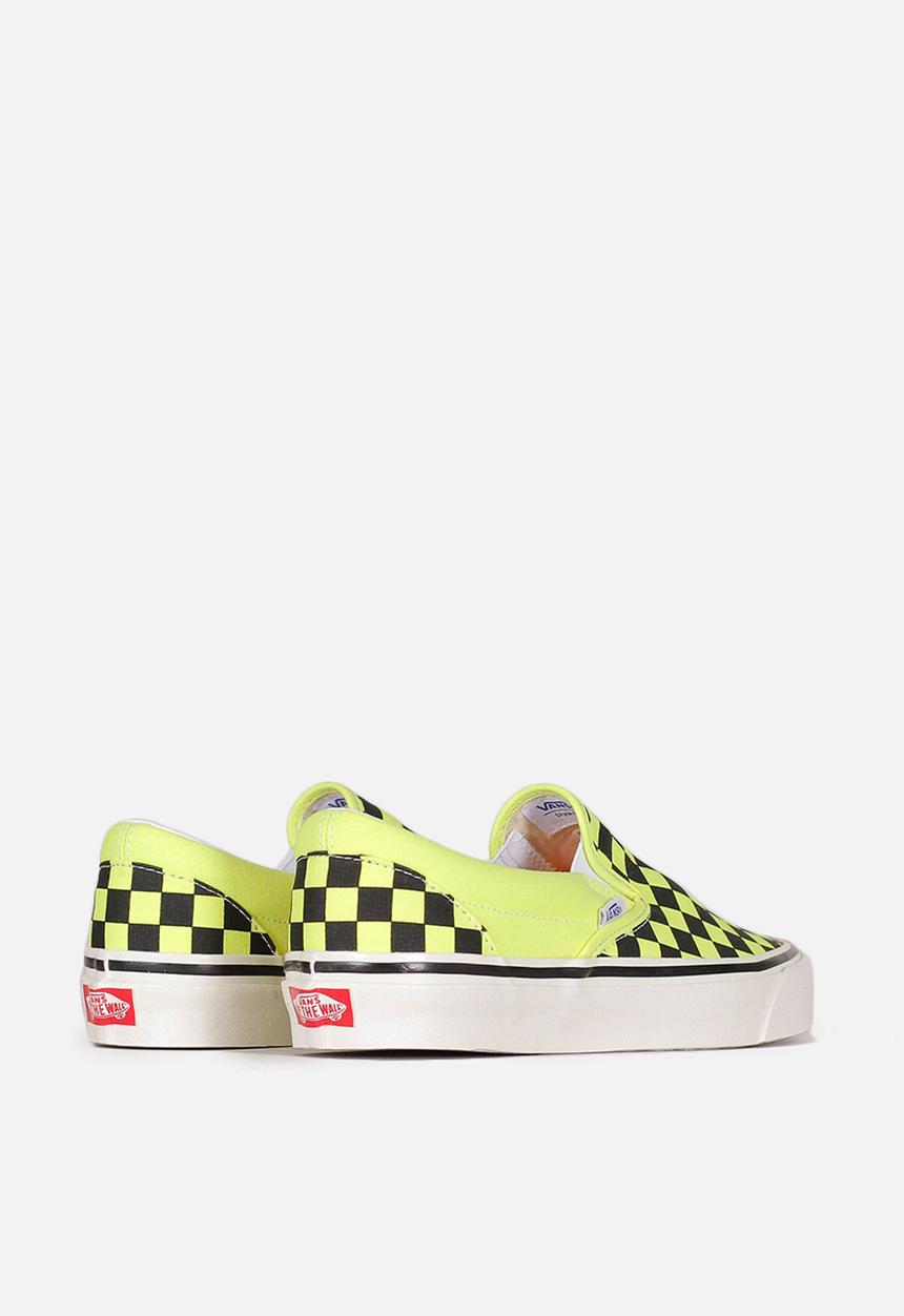 Vans - Ua anaheim factory classic slip-on 98 - og yellow neon/checkerboard