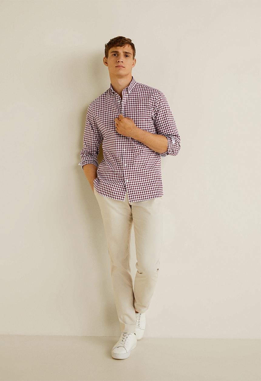 MANGO - Vichy shirt - burgundy & white 