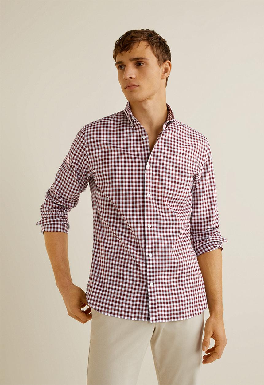 MANGO - Vichy shirt - burgundy & white 