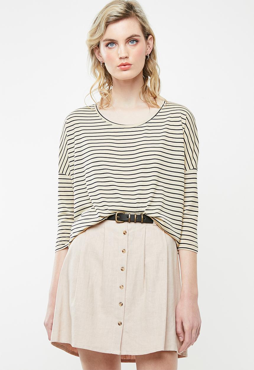 Jacqueline de Yong - Cathy 3/4 oversized top - neutral & black