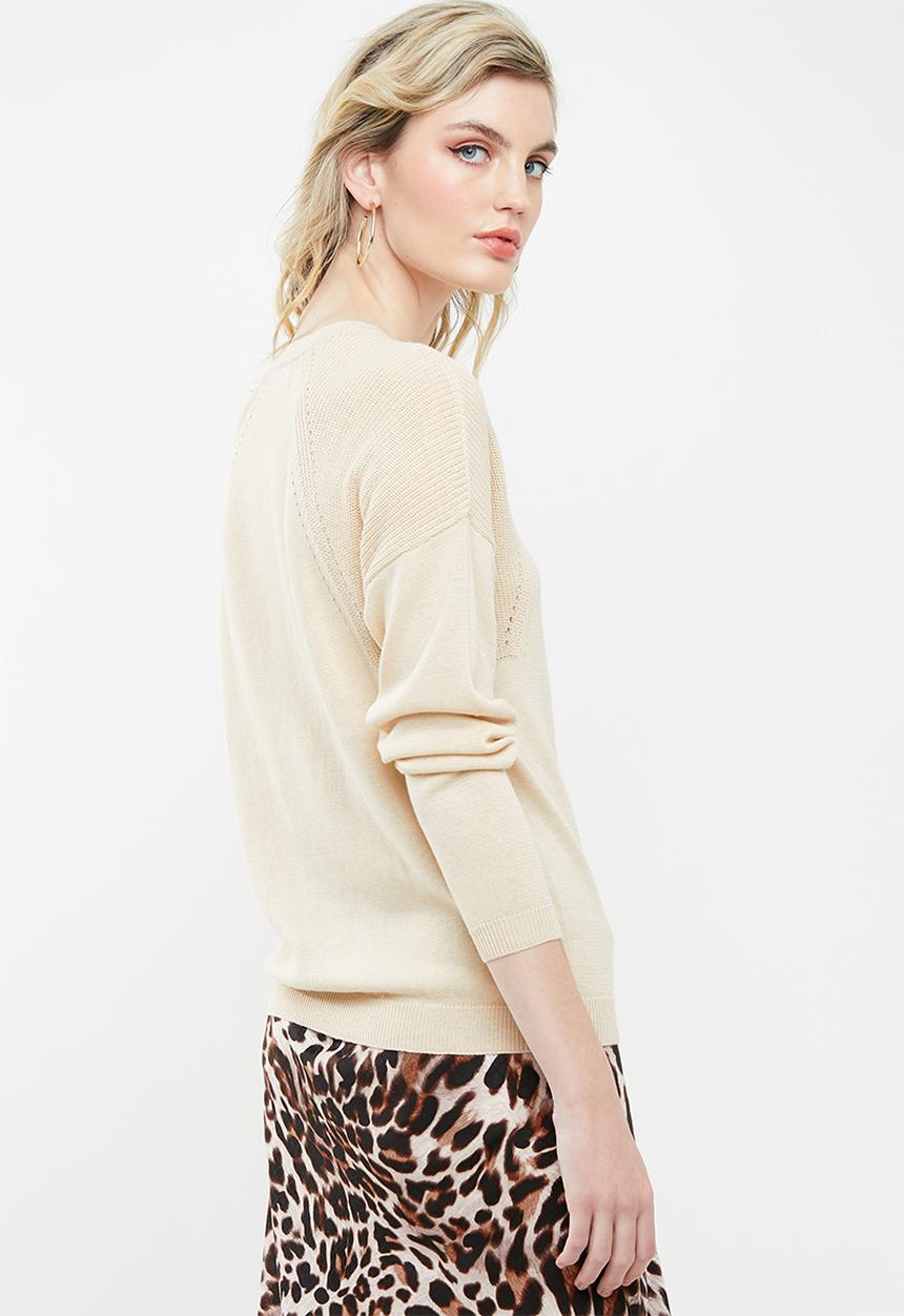 Jacqueline de Yong - Brice long sleeve pullover knit - beige