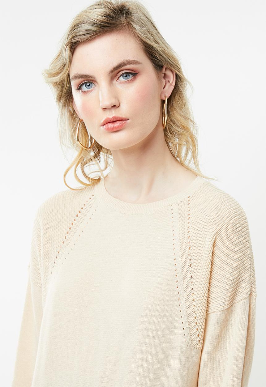 Jacqueline de Yong - Brice long sleeve pullover knit - beige