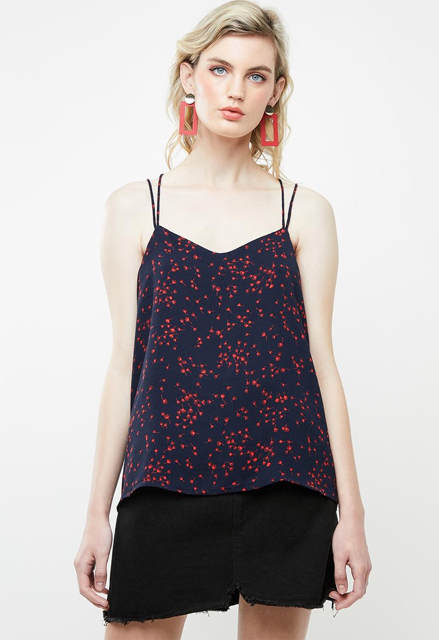 Jacqueline de Yong - Layla strappy top - red & navy