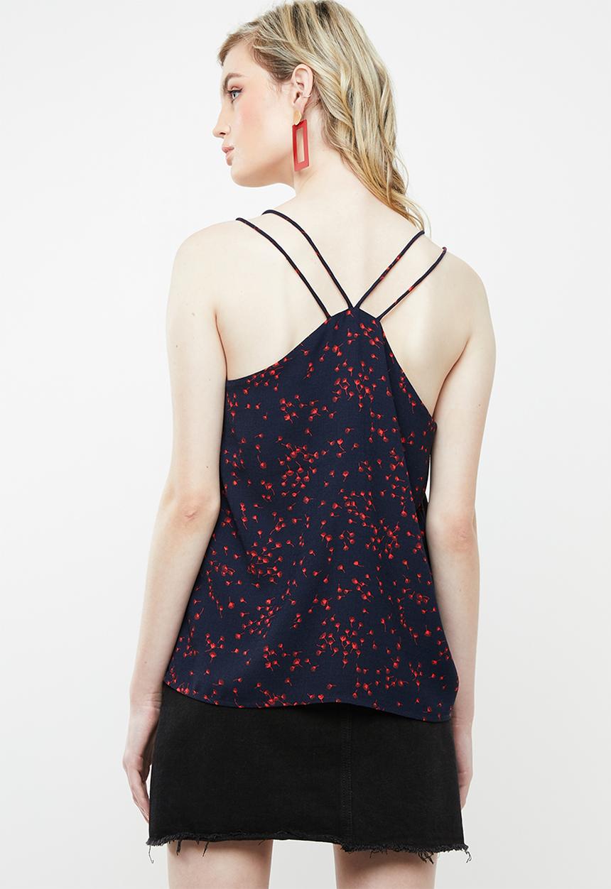 Jacqueline de Yong - Layla strappy top - red & navy