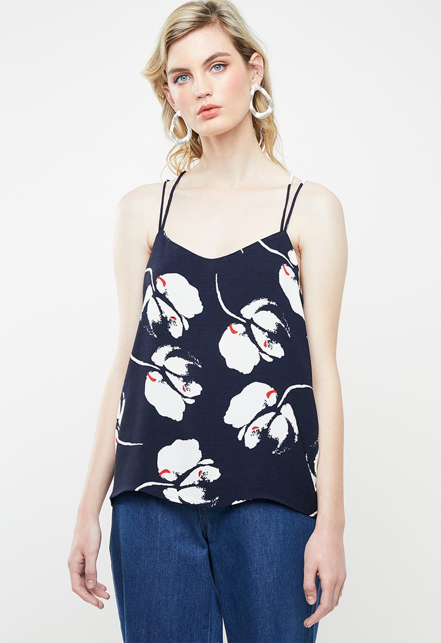 Jacqueline de Yong - Layla strappy top - navy & white