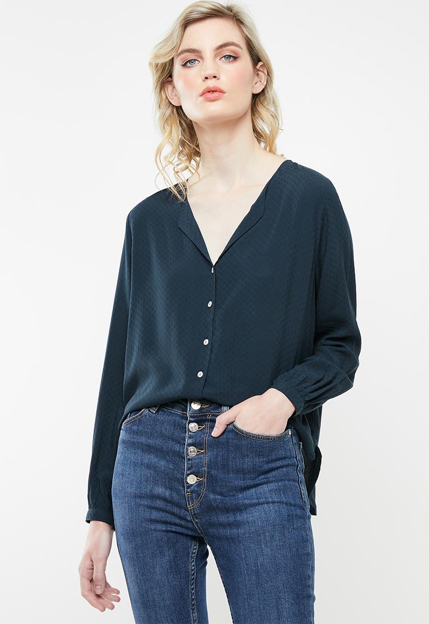 Jacqueline de Yong - Jagger long sleeve shirt - navy