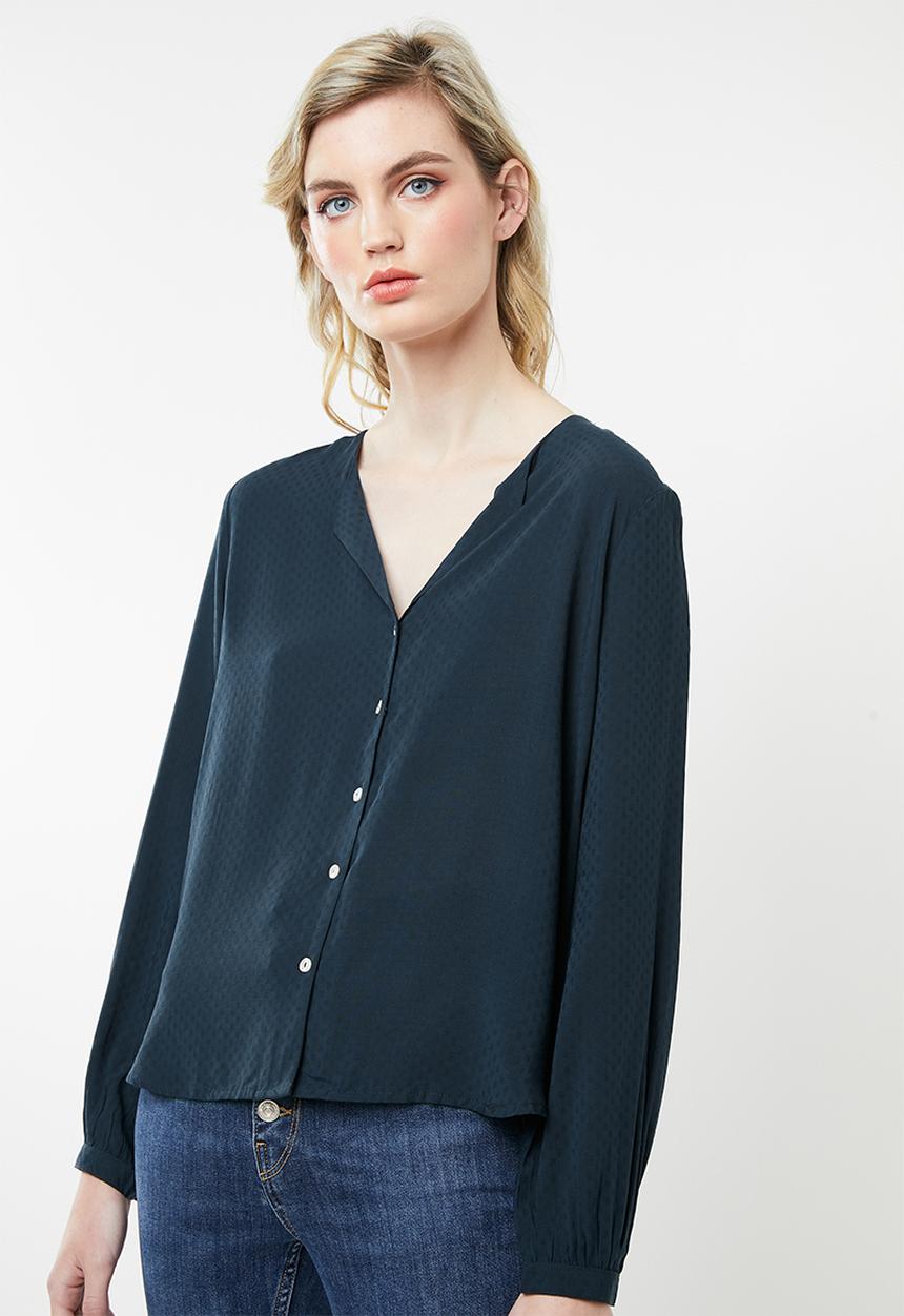 Jacqueline de Yong - Jagger long sleeve shirt - navy