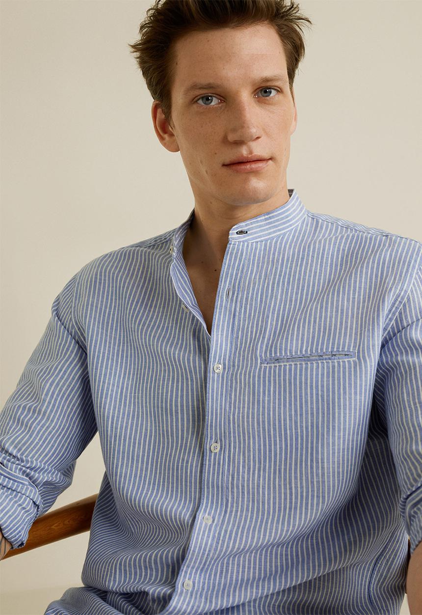 MANGO - Eloisa shirt - blue & white 