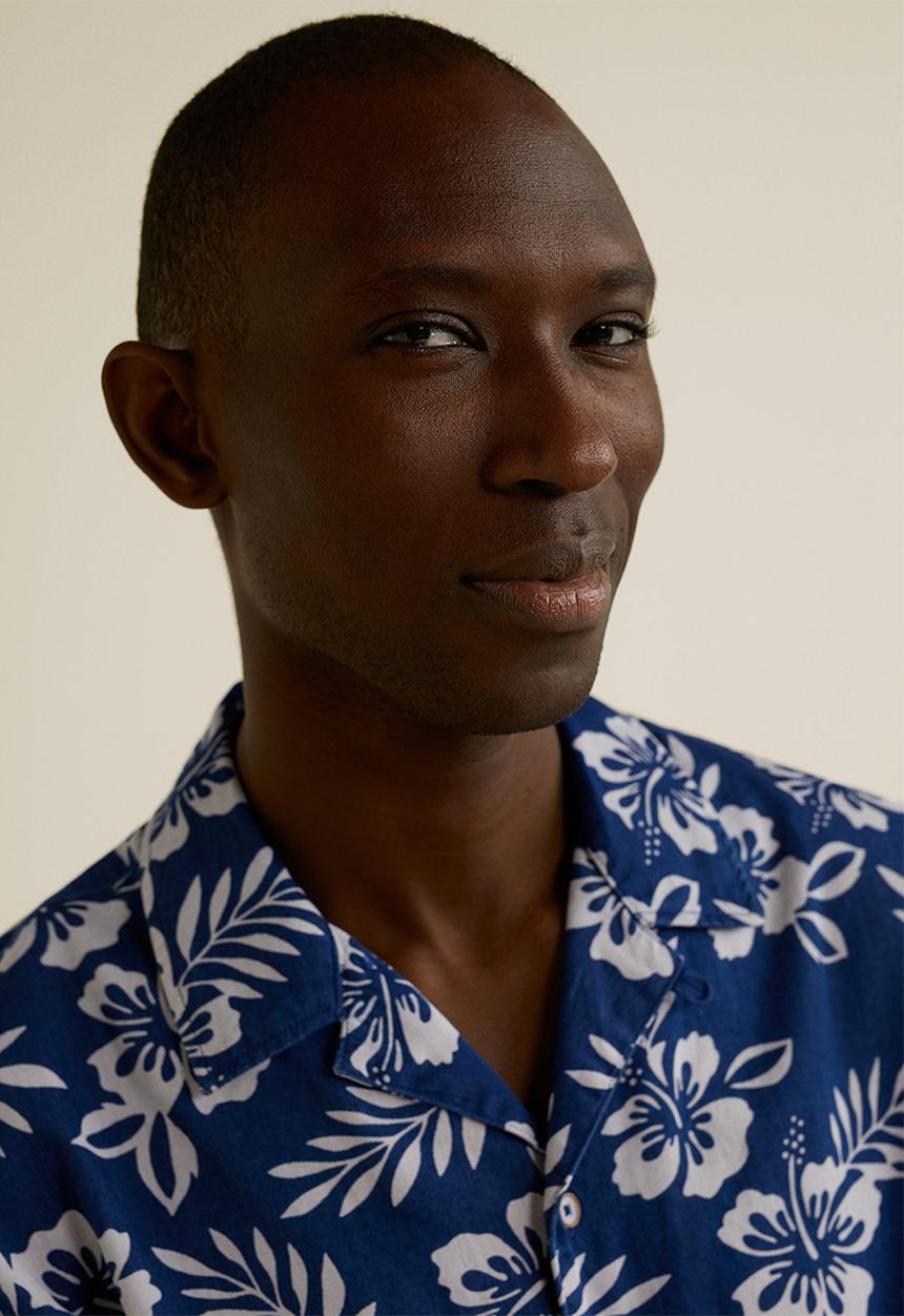 MANGO - Fatima shirt - navy & white 