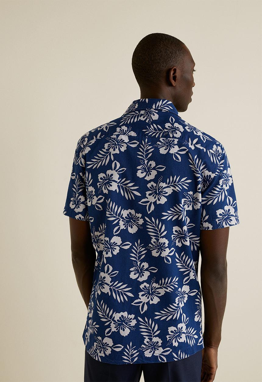 MANGO - Fatima shirt - navy & white 