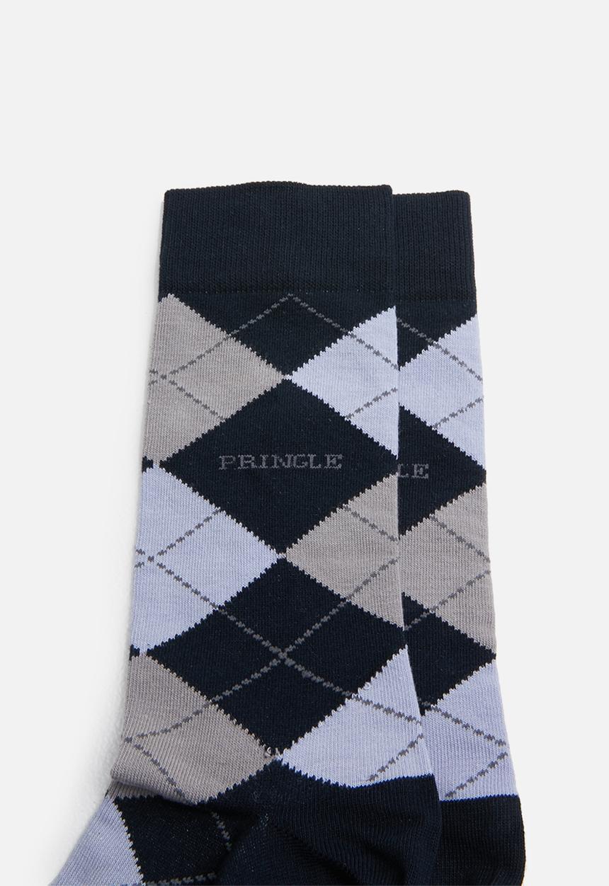 Pringle of Scotland - Argyle socks - grey & blue