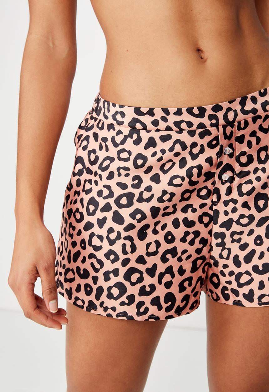 Cotton On - Satin boxer short - pink & black 