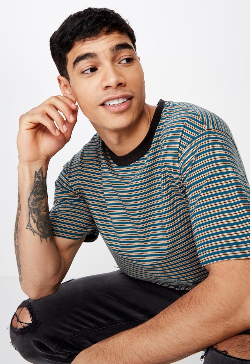 Cotton On - Dylan short sleeve tee - green & white 