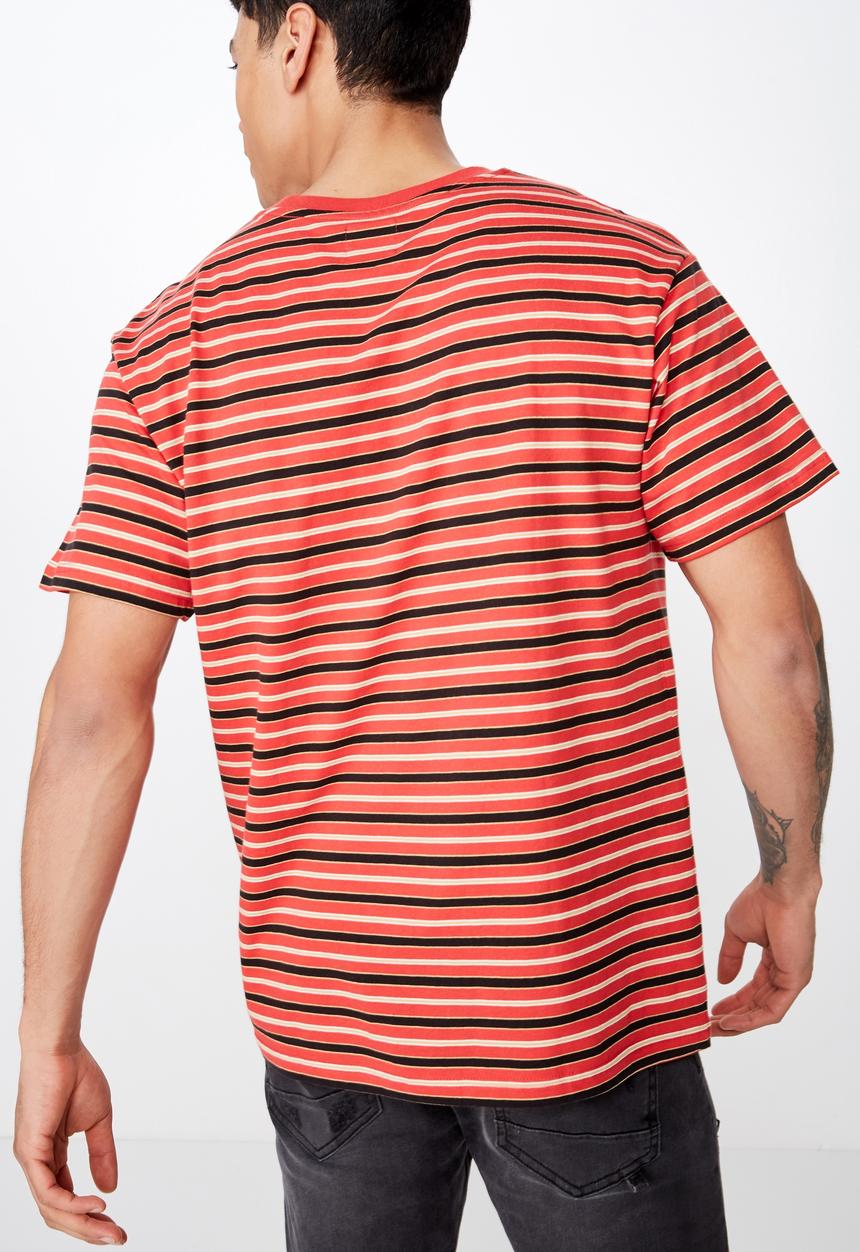 Cotton On - Dylan stripe short sleeve tee - red & black