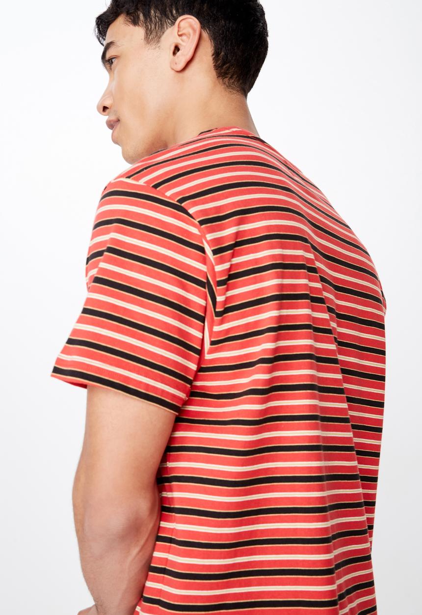 Cotton On - Dylan stripe short sleeve tee - red & black