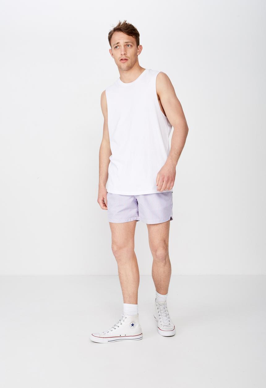 Cotton On - Fine stripe swim short - blue & pink 