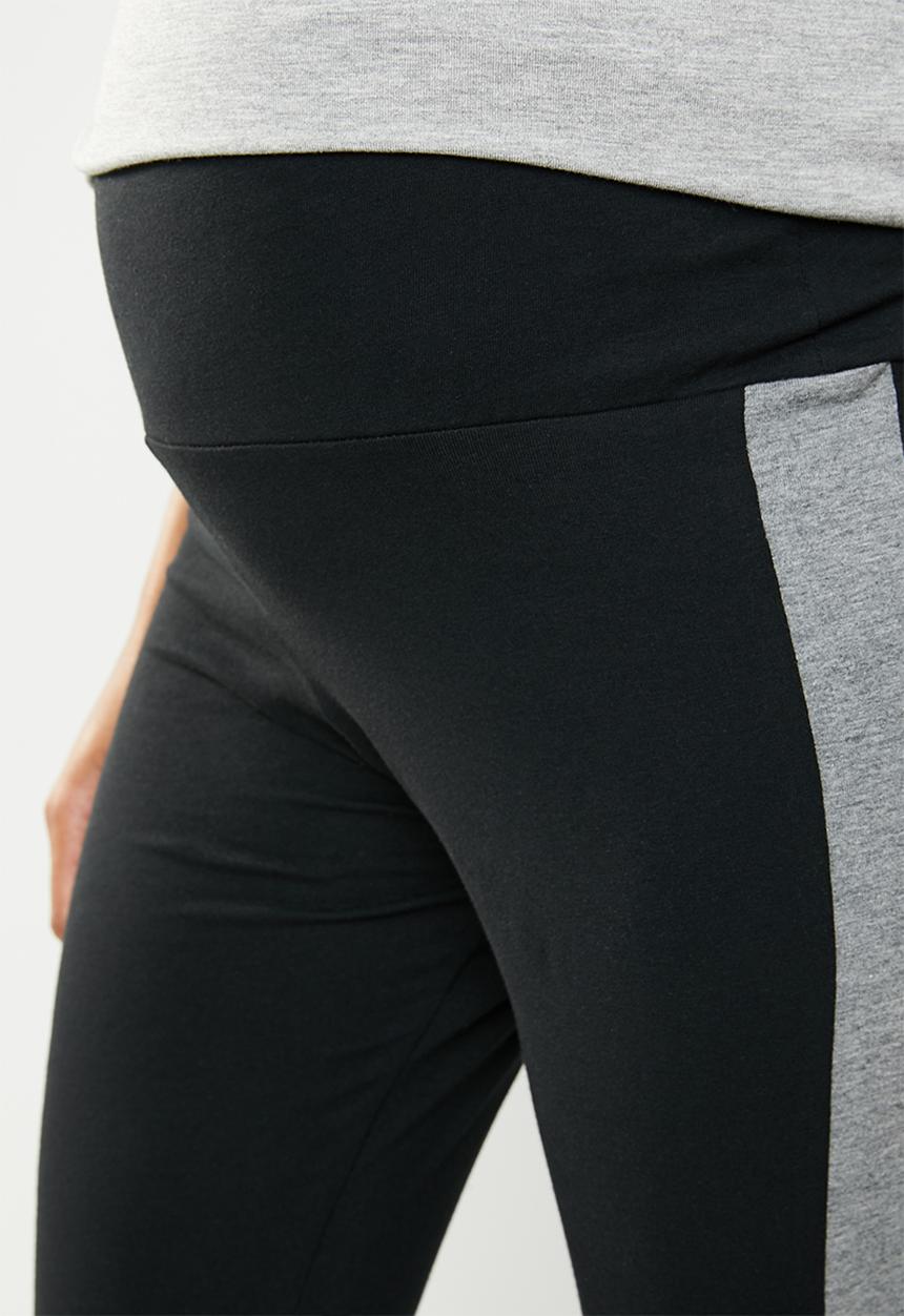 edit Maternity - Side stripe leggings - black & grey 