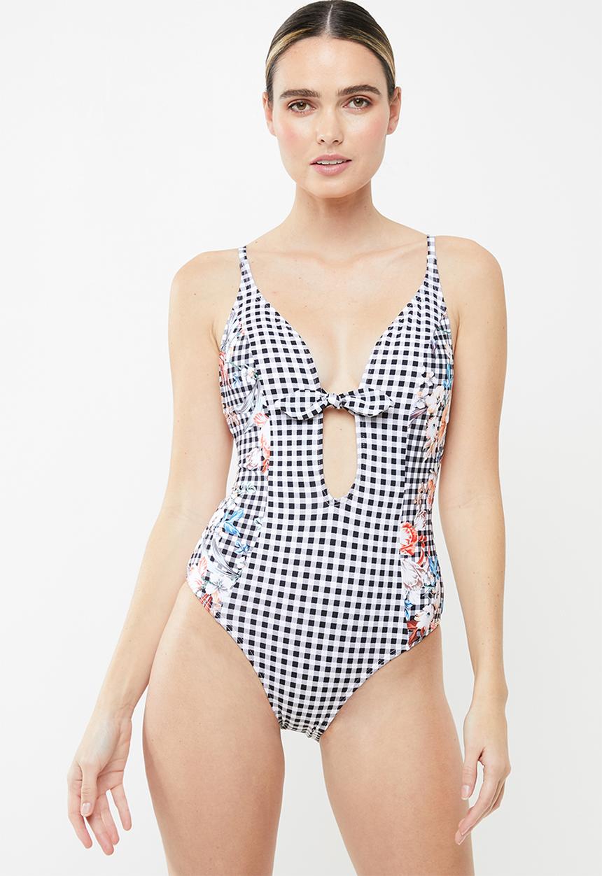 PIHA - Knot plunge swimsuit - multi