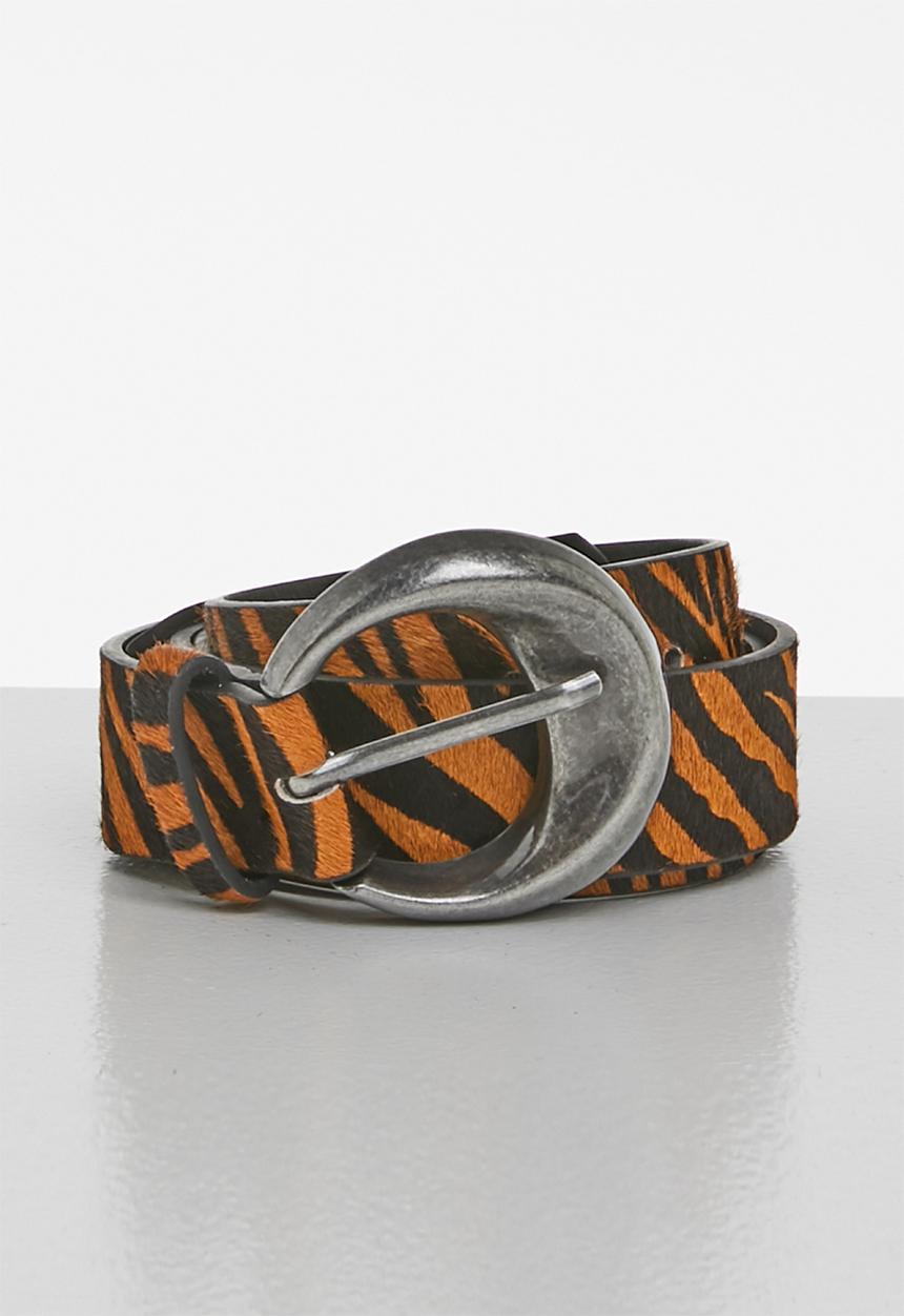 MANGO - Buckle leather belt - black & brown