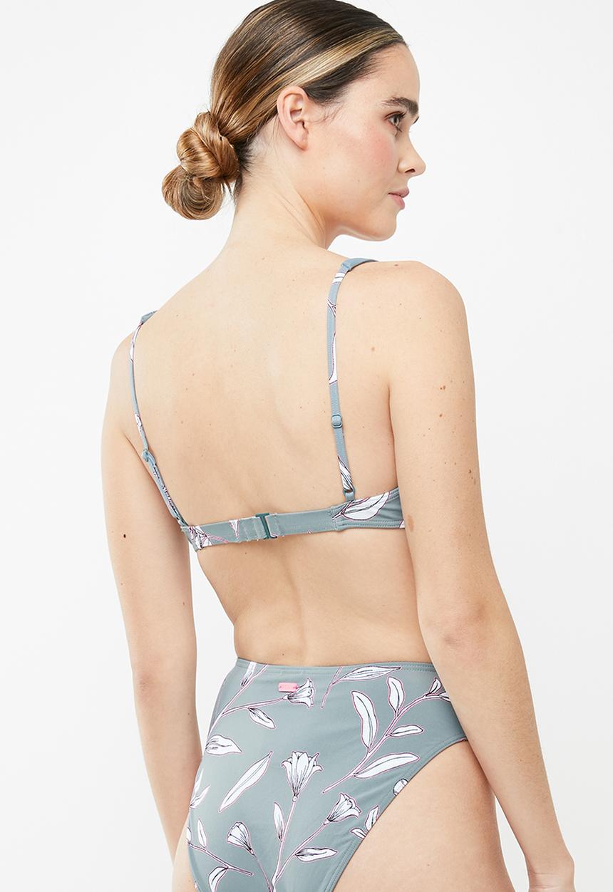 Roxy - Comes in waves elongated bikini top - grey