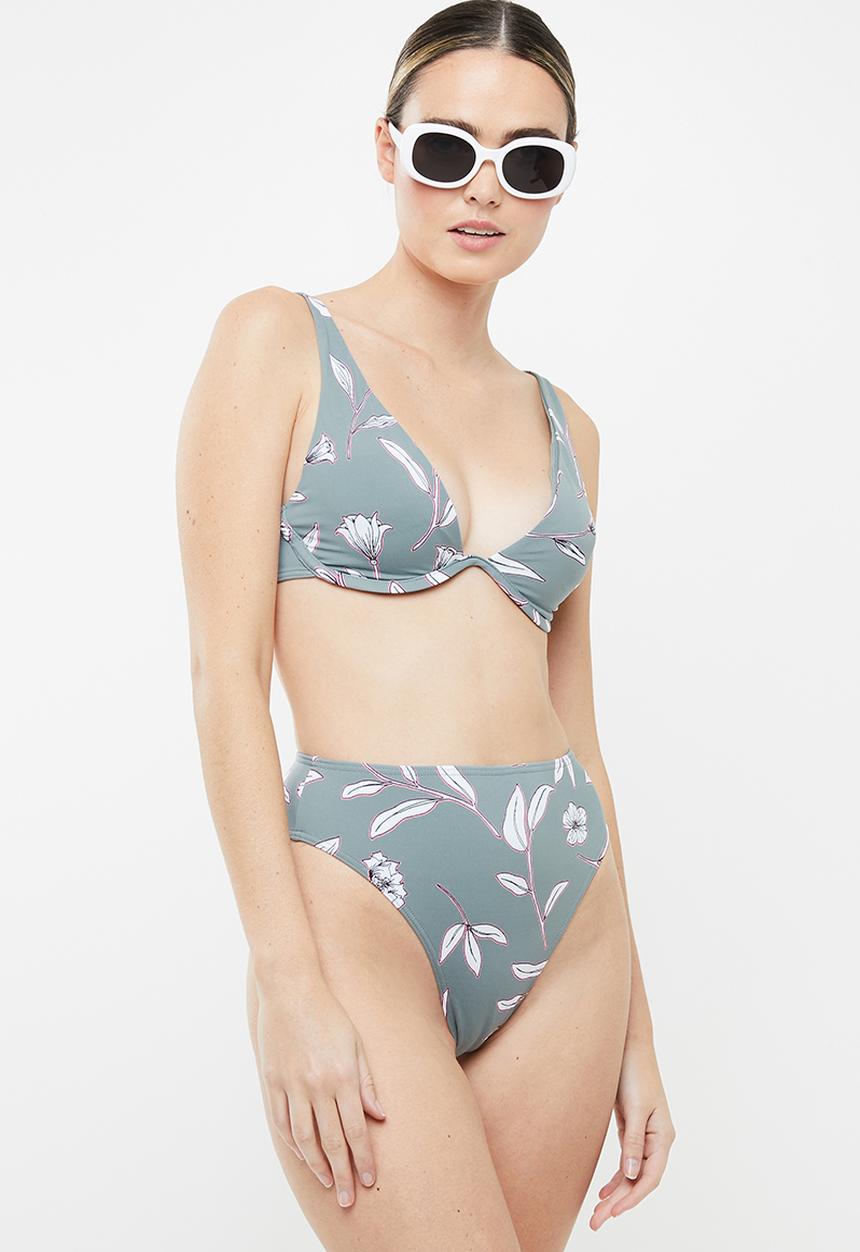 Roxy - Comes in waves elongated bikini top - grey