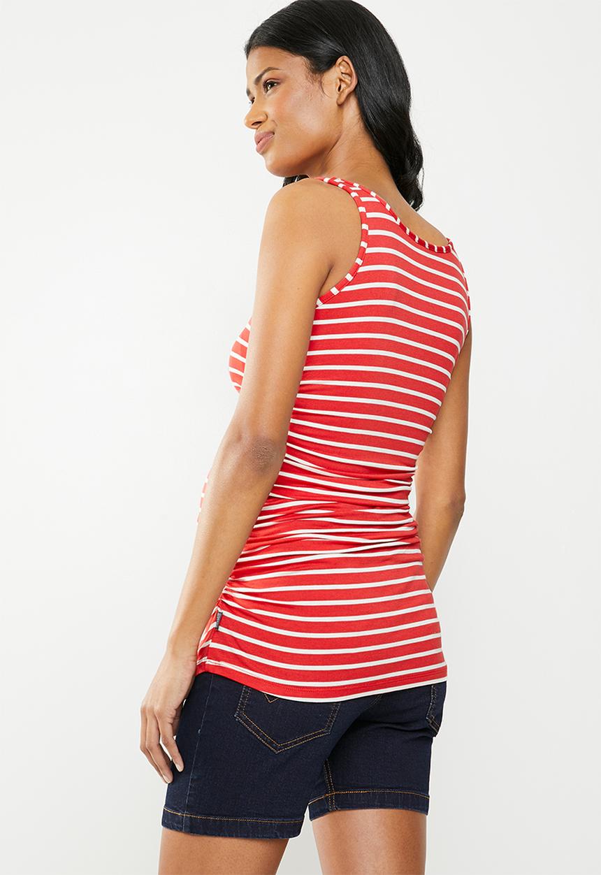 Cherry Melon - Maternity Tank top with side detail - white & red