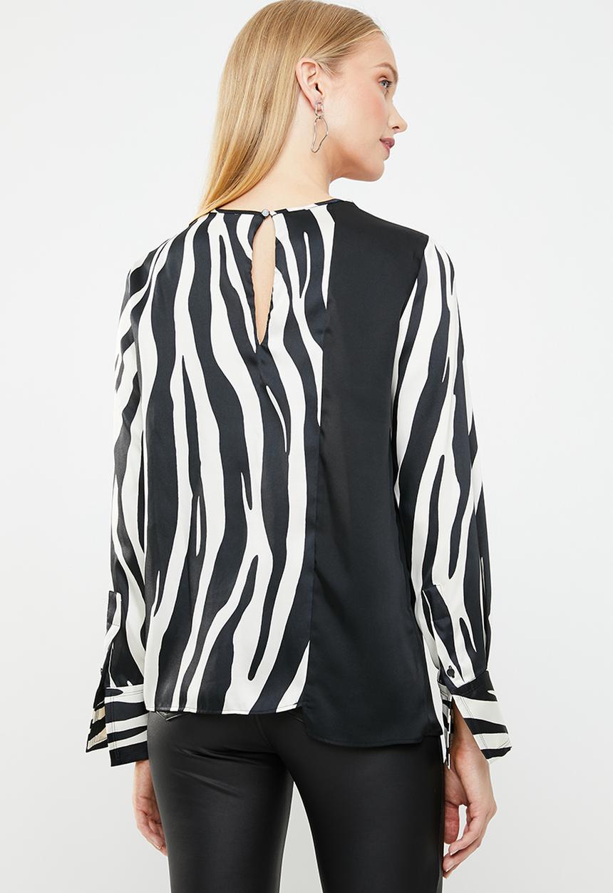 MANGO - Zebra blouse - black & white 