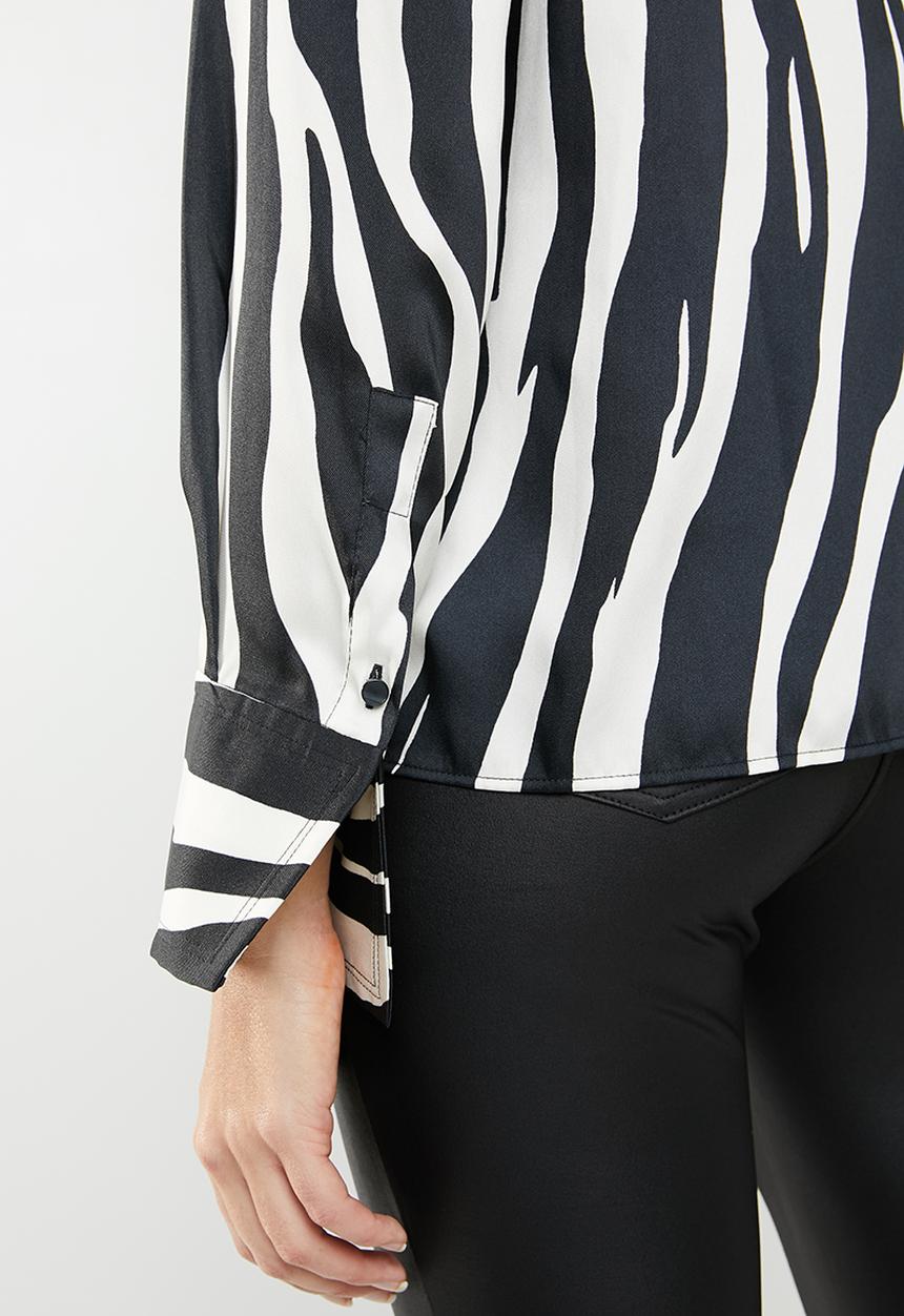 MANGO - Zebra blouse - black & white 