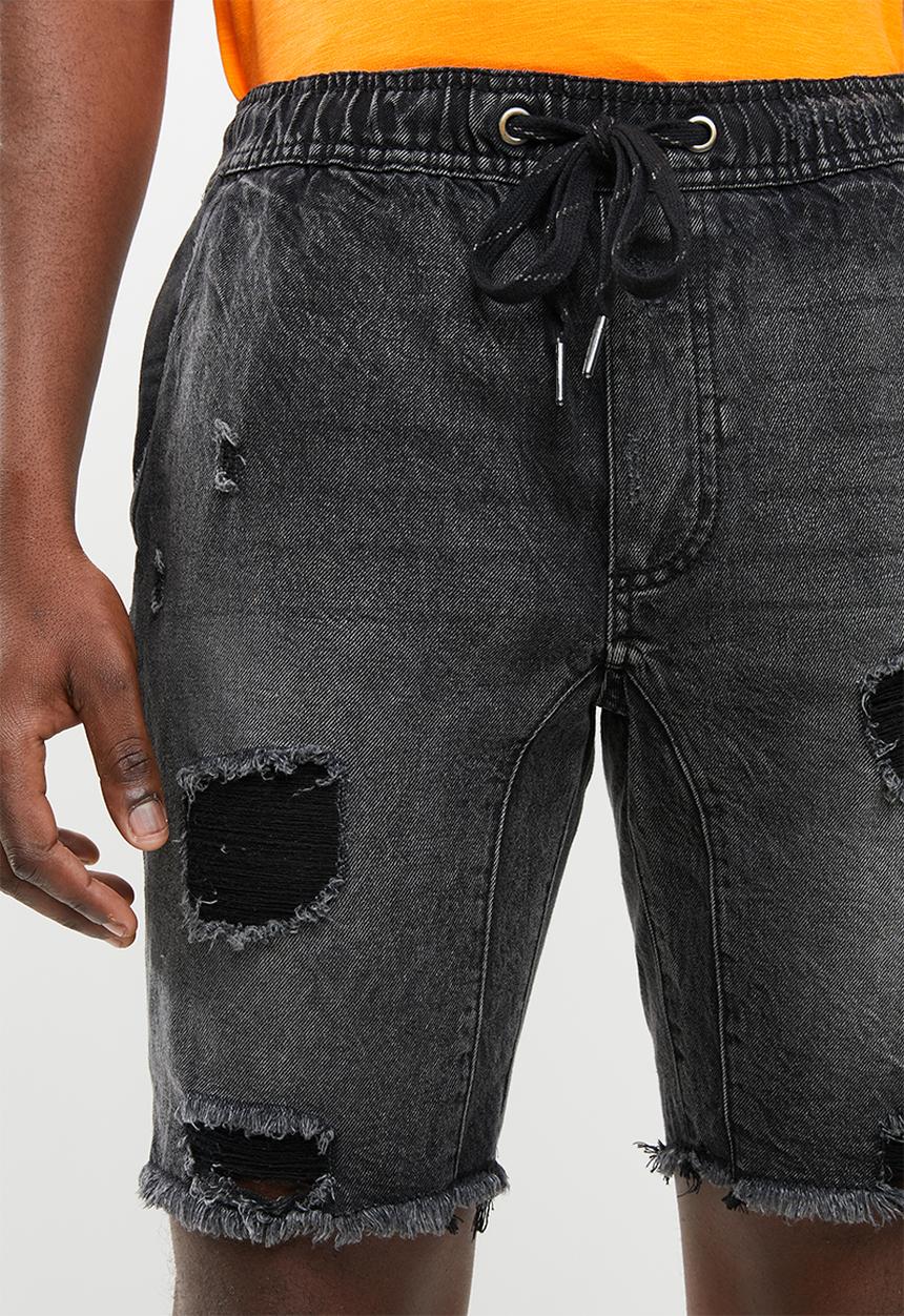 Cotton On - Customised ripped denim shorts - black