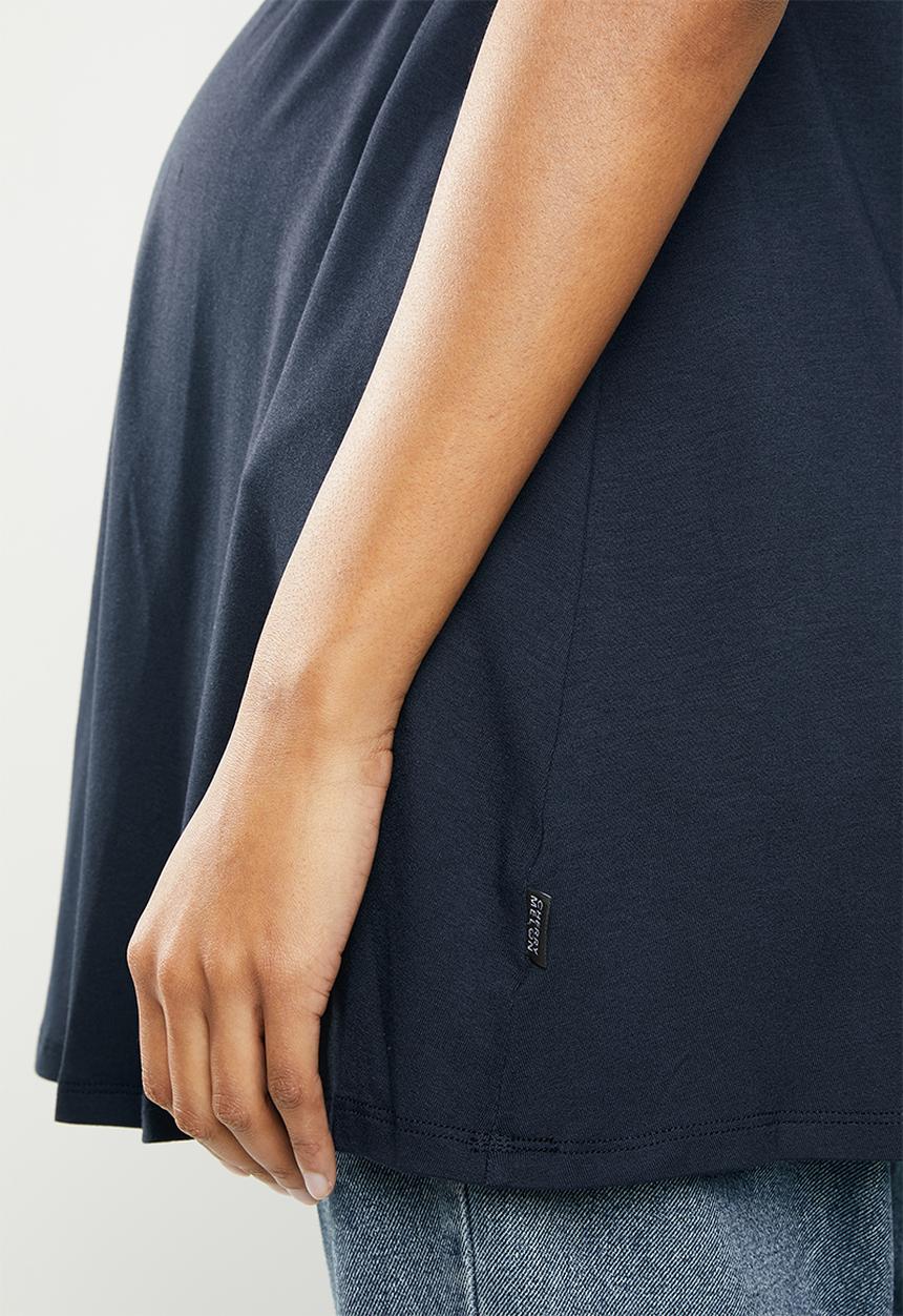 Cherry Melon - Basic underbust smock top - navy 