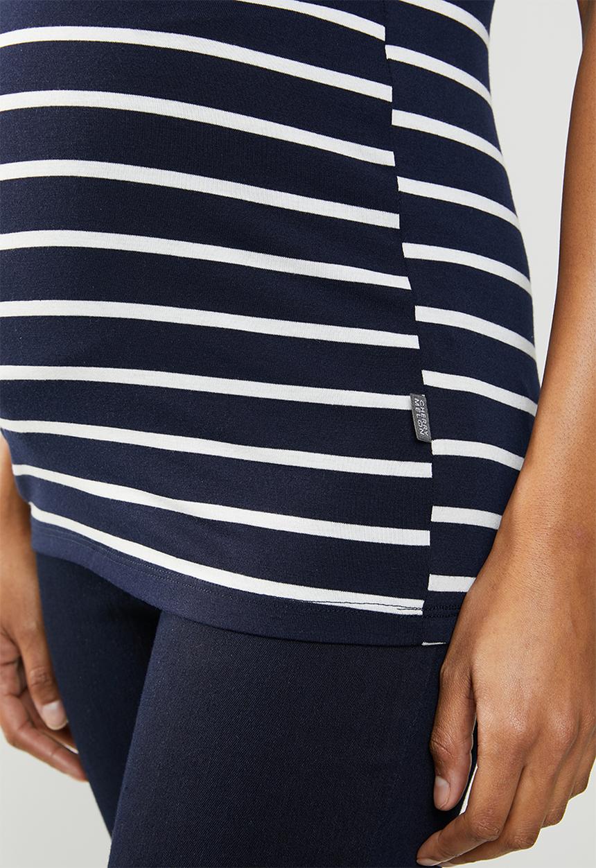 Cherry Melon - Basic crossover feeding top - navy & white