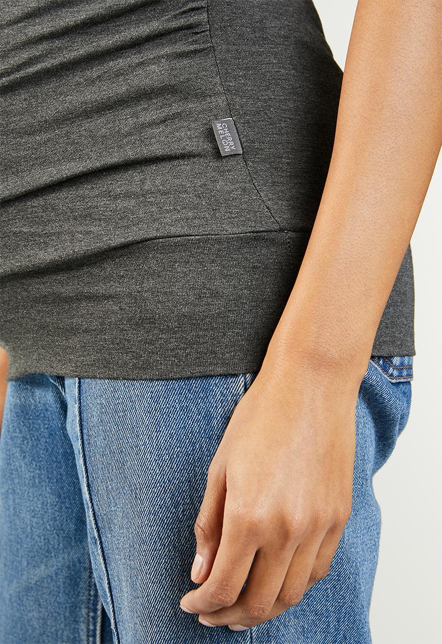 Cherry Melon - Gauged mock wrap tee - grey 