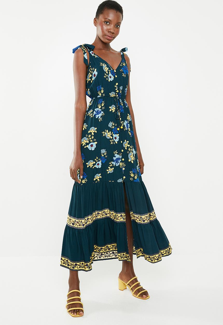Revenge - V-neck tiered maxi dress - multi black