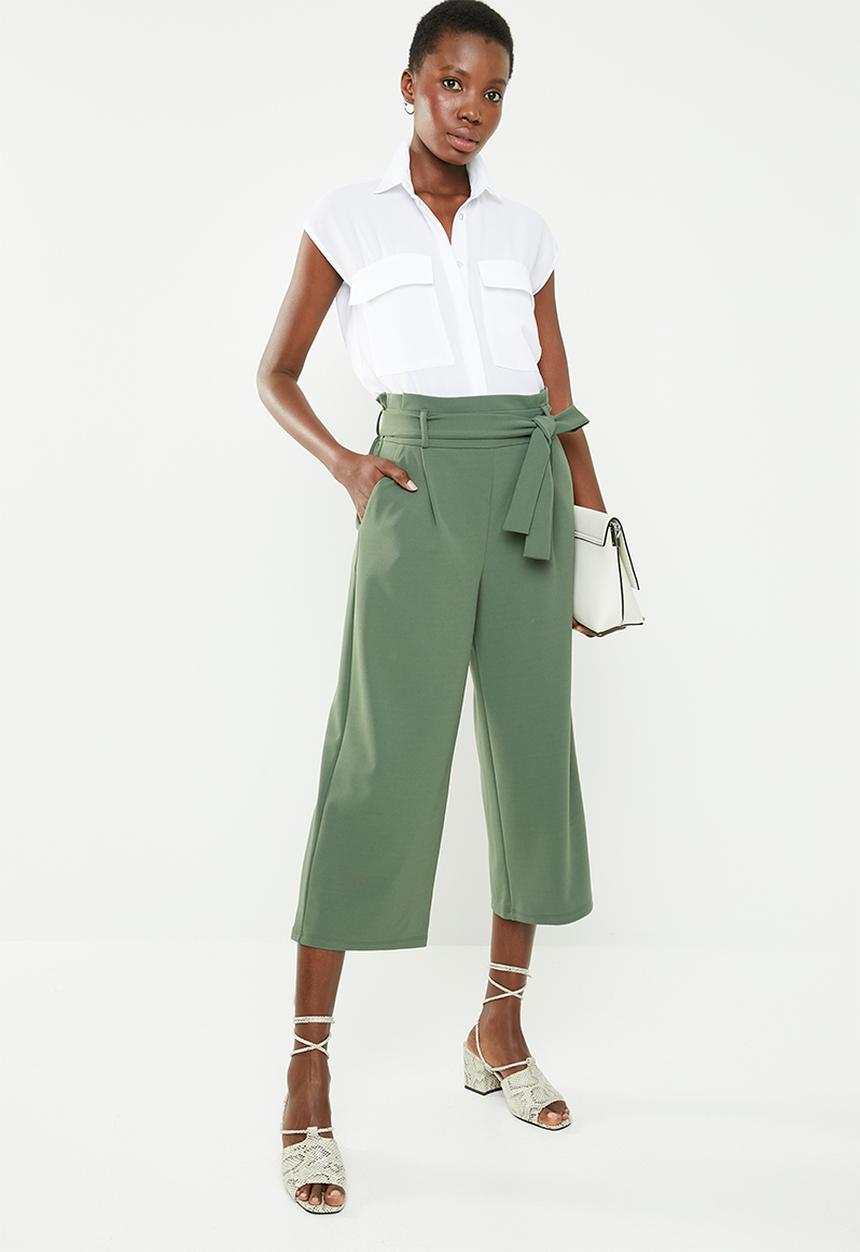 Jacqueline de Yong - Tailor wide culotte pant - green