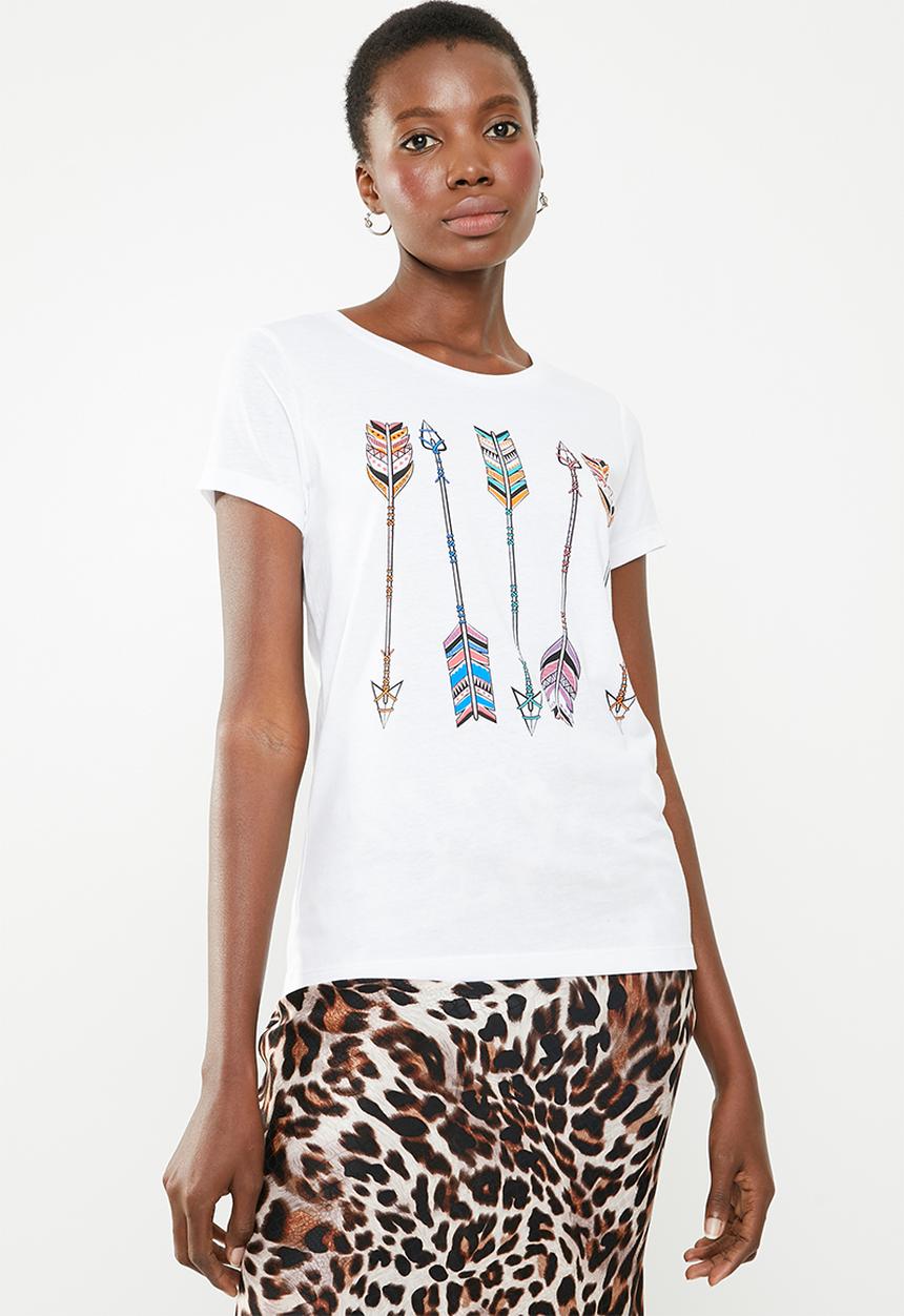 ONLY - Amy fit arrow tee - white