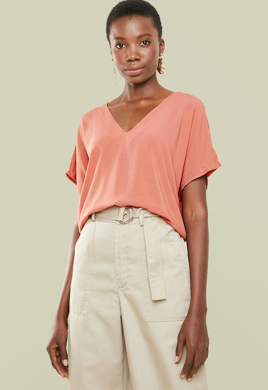 Superbalist - V-neck basic blouse - coral