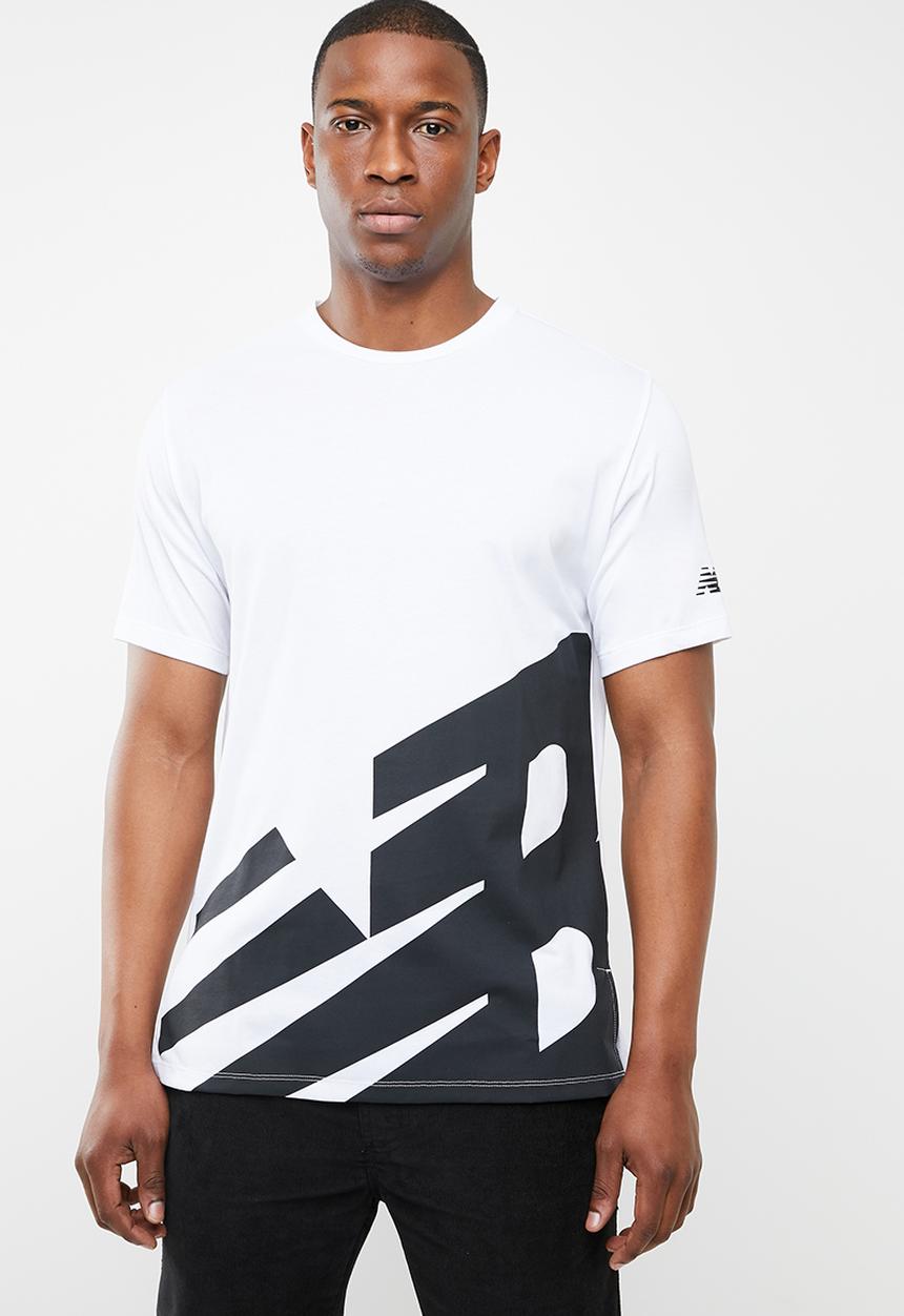 New Balance  - Rwt heather short sleeve print T-shirt - white