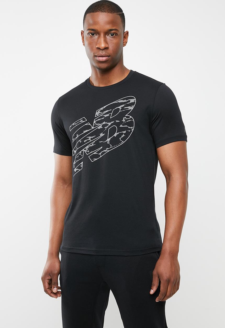 New Balance  - Tenacity heather short sleeve print T-shirt - black