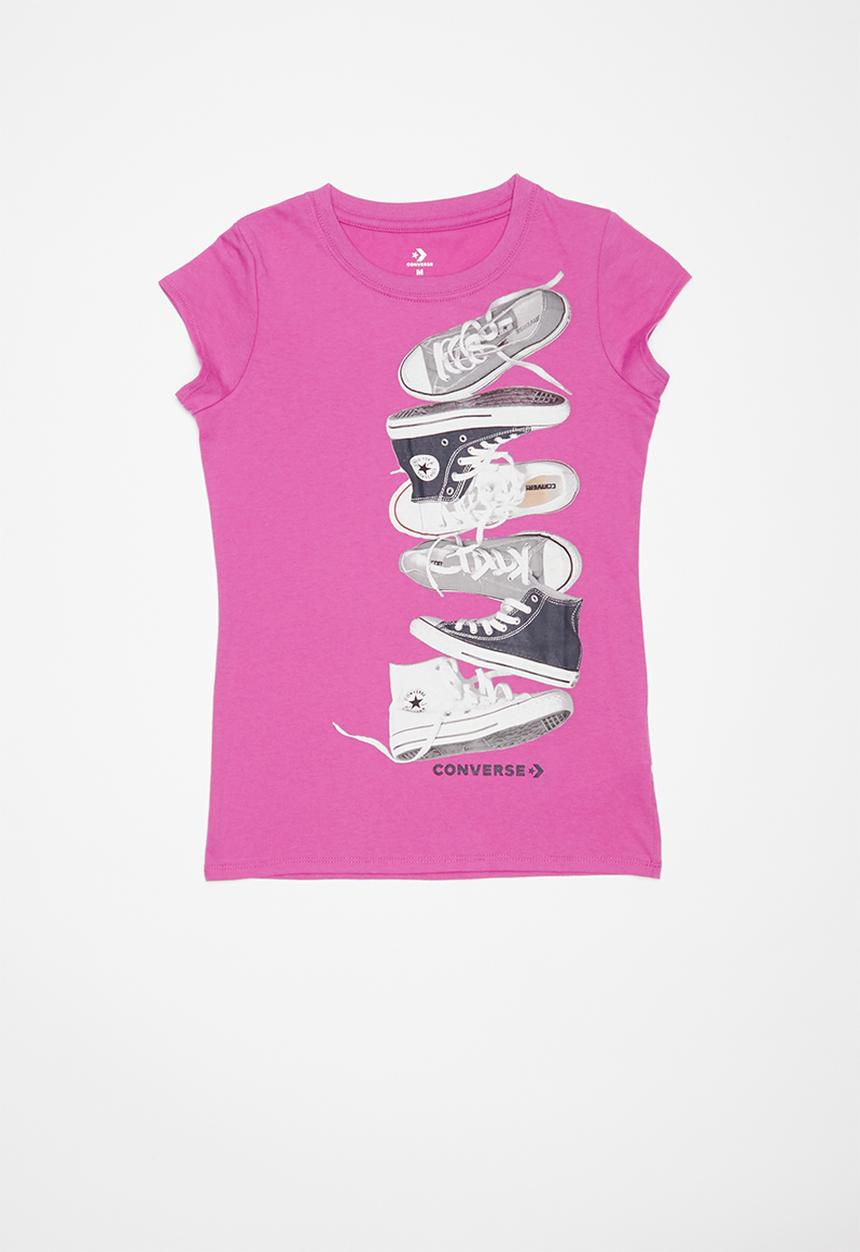 Converse - Girls falling chucks tee - purple 