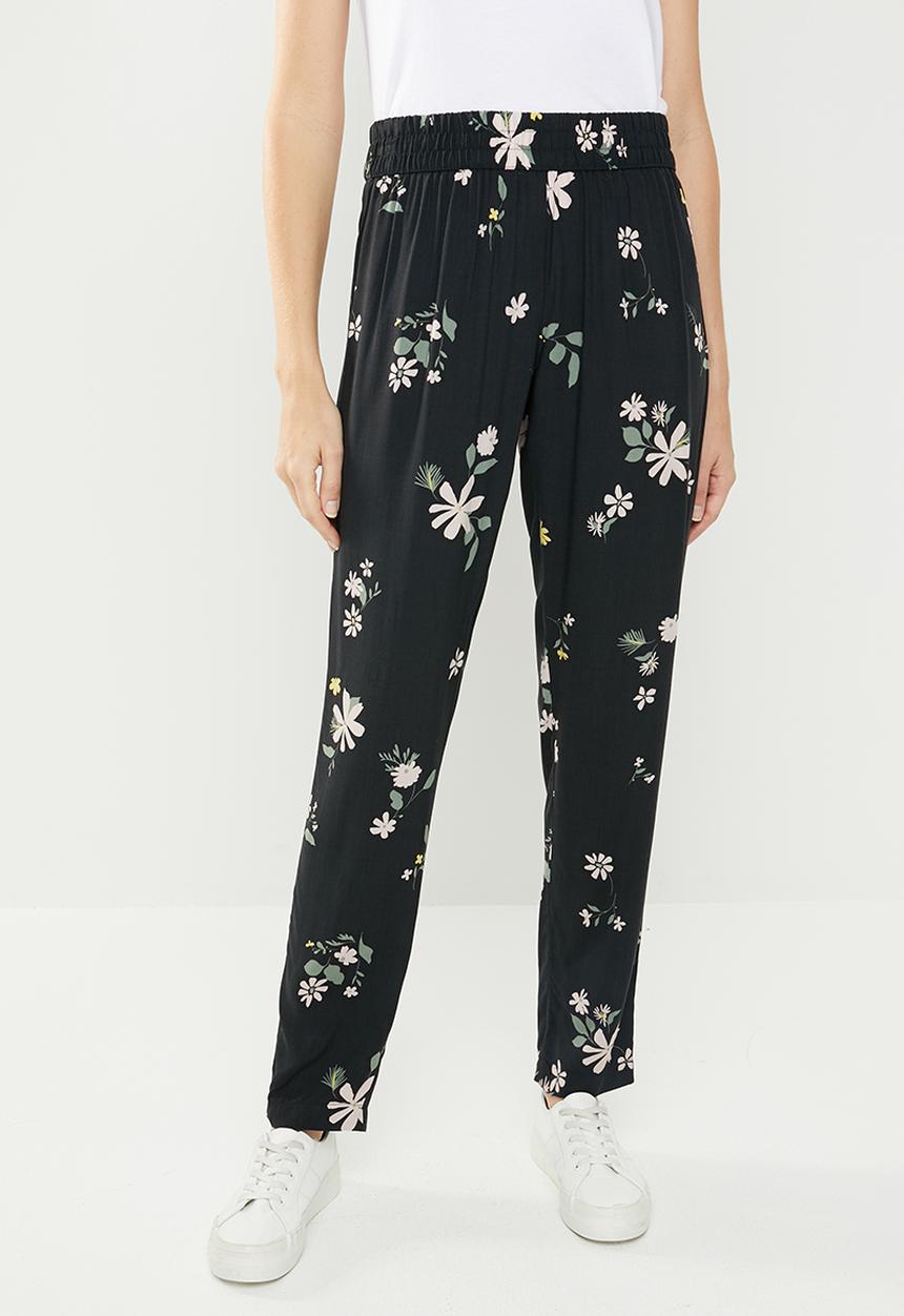 Jacqueline de Yong - Star floral pants - black