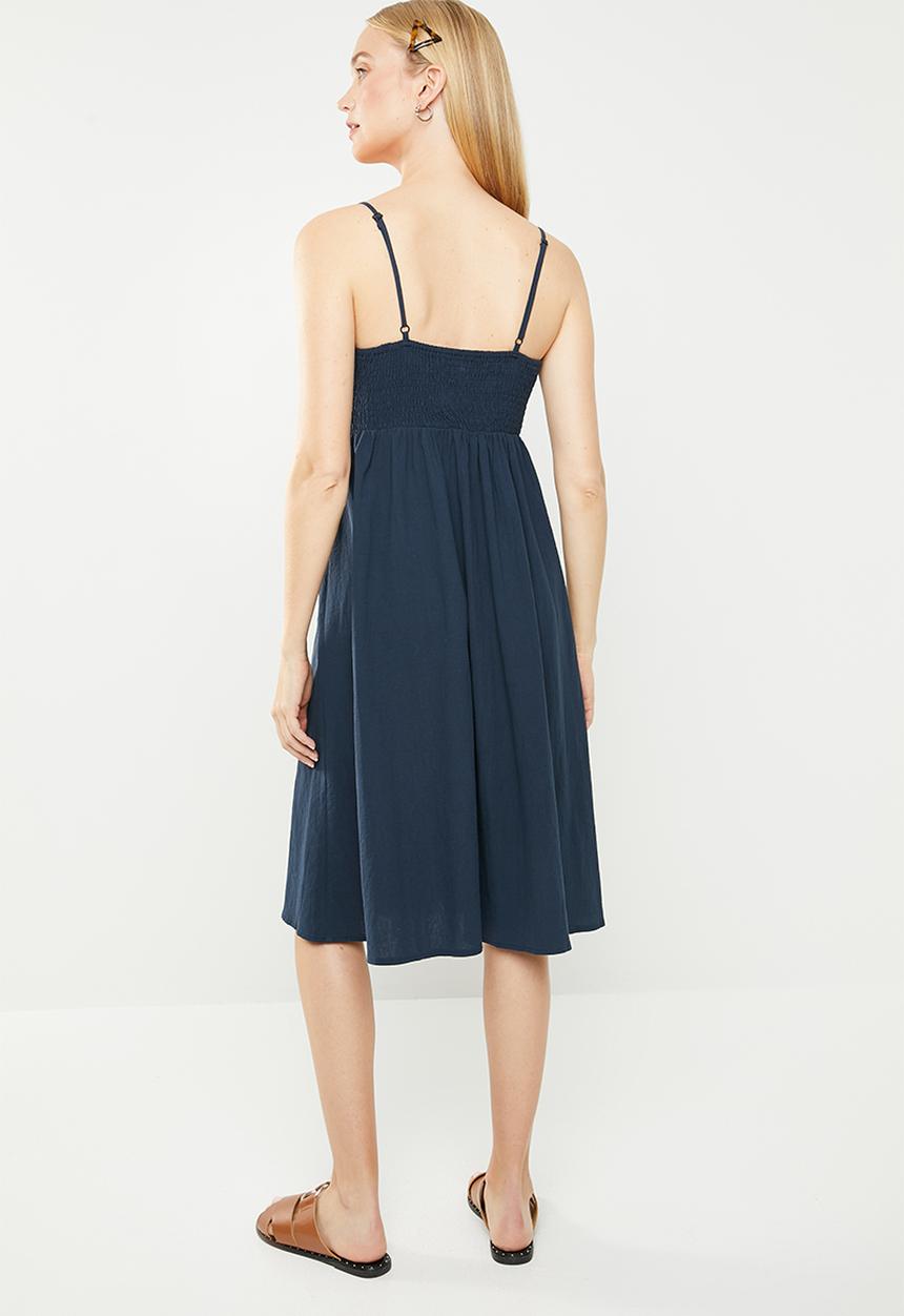 Revenge - Keyhole button through midi dress - navy
