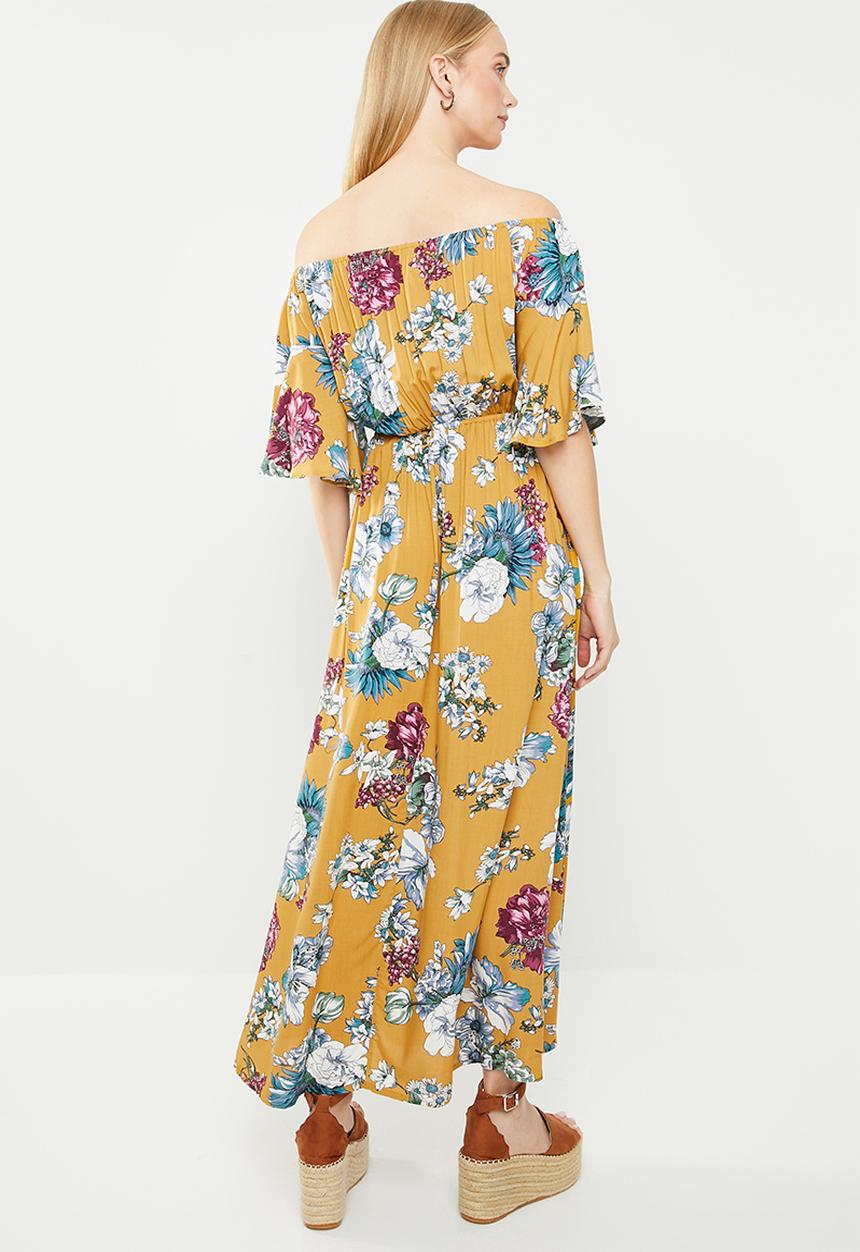 Revenge - Off shoulder floral maxi - yellow