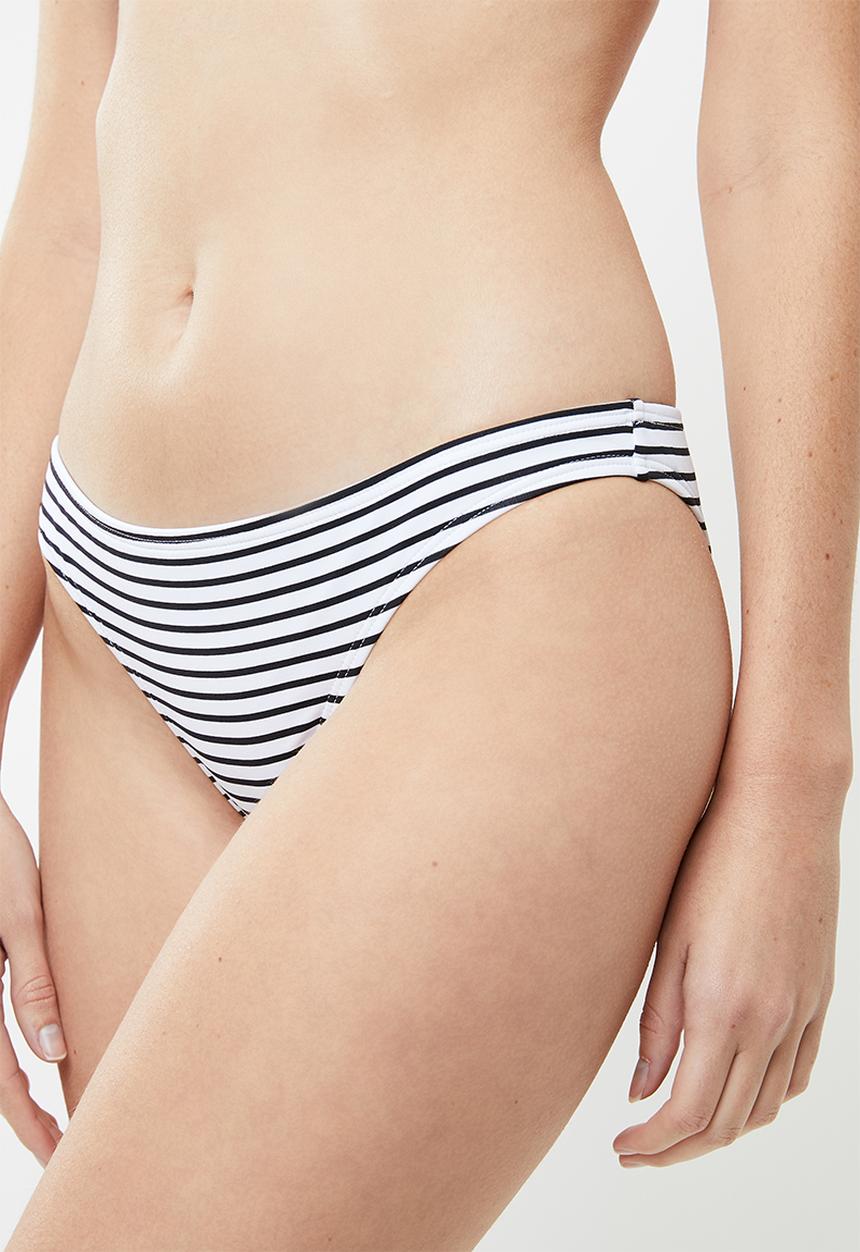 Roxy - Beach classics striped bikini bottoms - black & white